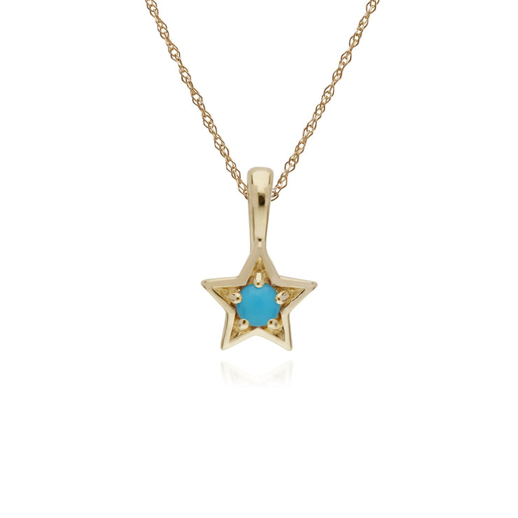 Pendentif et Boucles d'Oreilles Etoile Contemporaine Or Jaune 375 Turquoise