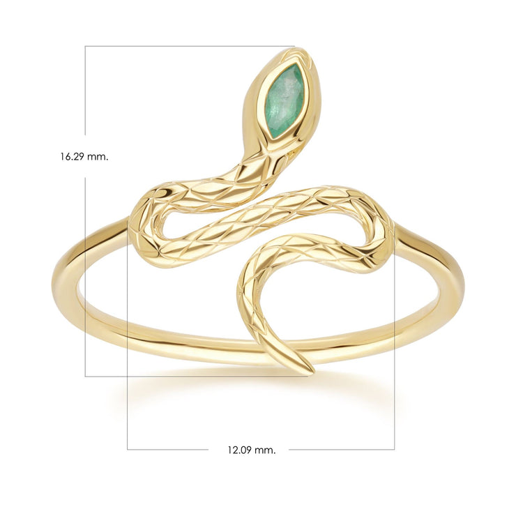 ECFEW™ Bague serpent Emeraude en or jaune 9 carats