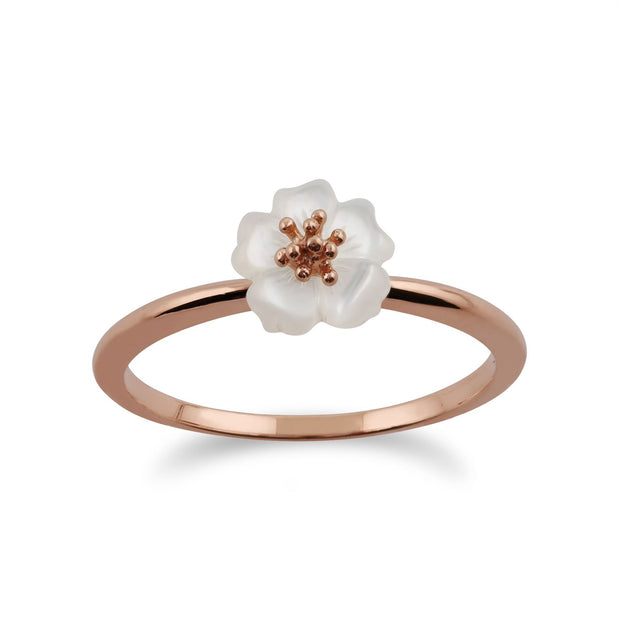 gemondo nacre bague ,argent plaqué or rose nacre fleur de cerisier bague