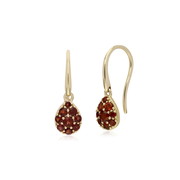 s 9 CT or Jaune Grenade Poire Serti Boucles D'Oreilles Goutte
