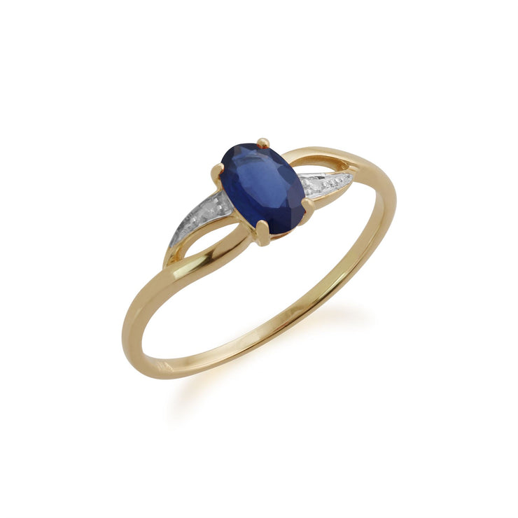Gemondo Bague Saphir, 9ct Or Jaune 0.57ct Bleu Bague Saphir & Diamant