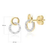 Boucles d'Oreilles Créoles Clou Entrelacées Pavées de Diamants En Or Jaune 375