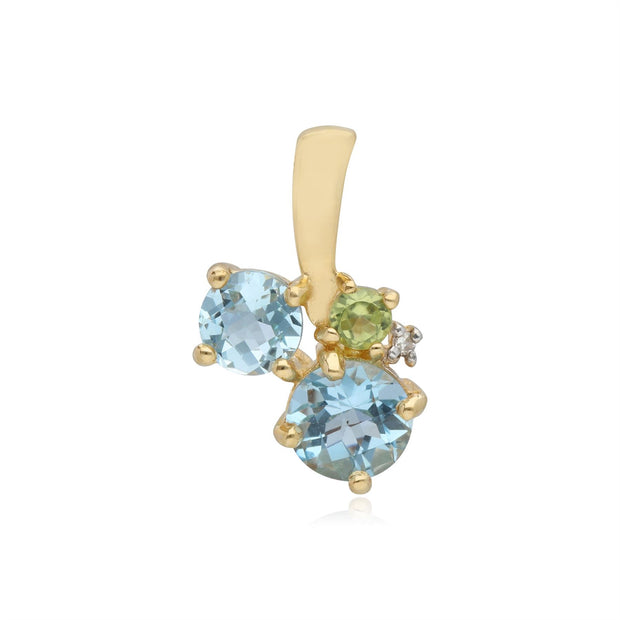 Pendentif Contemporain Kosmos Or Jaune 375 Diamant, Topaze et Péridot