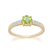 Gemondo Bague Péridot, 9ct Péridot or Jaune & Diamant Ronde - Péridot