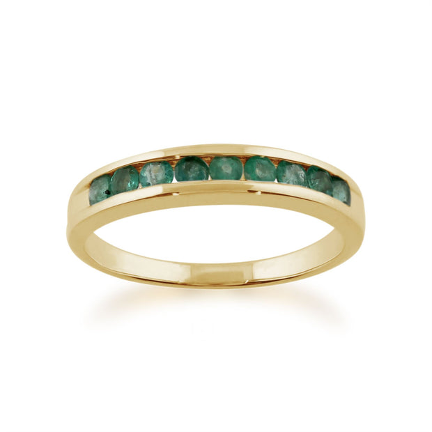 Bague Classique Or Jaune 375 Emeraude sertie rail