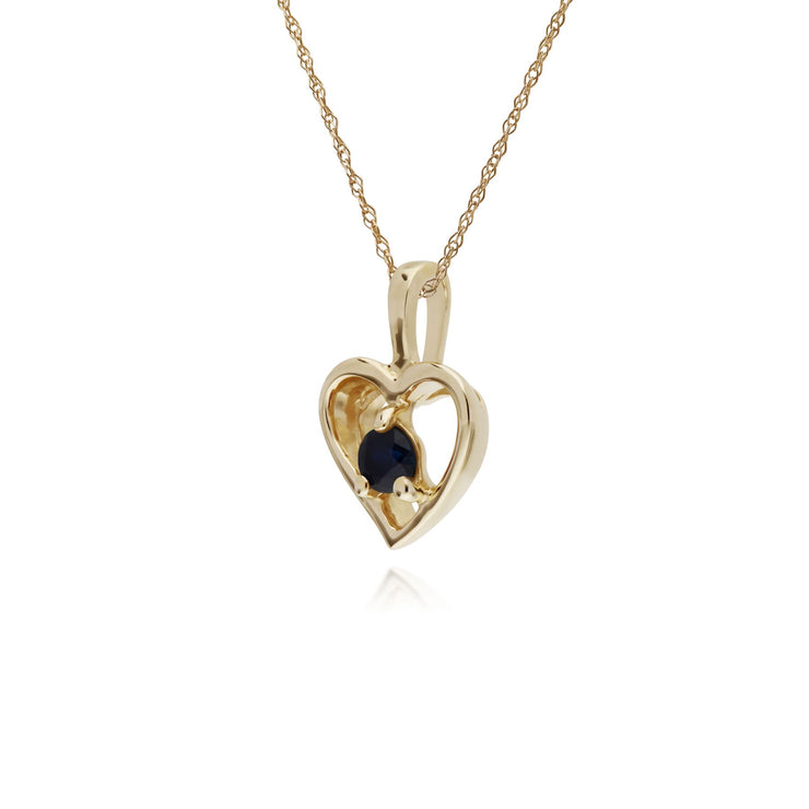 Saphir Collier, 9 CT or Jaune Saphir Pierre Unique Coeur Pendentif sur 45cm Chaîne