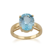 JAUNE 9 Ct Or 5.00ct ct Topaze bleu ciel classique bague pierre Unique