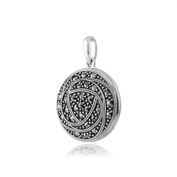 Pendentif Rose Porte-Photo Style Rennie Mackintosh Argent 925 Marcassite