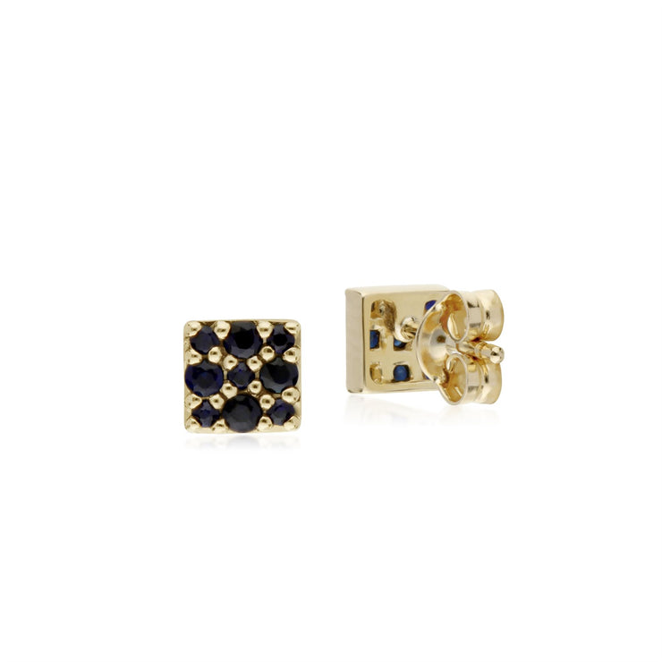 9 ct or Jaune Saphir Serti Panneau Boucles D'Oreilles