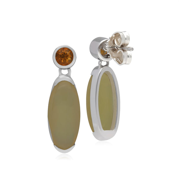 Boucles d'Oreilles Pendantes Kosmos Argent 925 Opale et Citrine