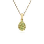 9 ct Péridot or Jaune Poire Serti Pendentif sur 45cm Chaîne