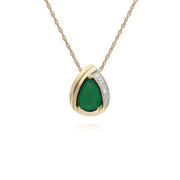 Émeraude Collier, 9 CT or Jaune Émeraude et Diamant Poire Classique Pendentif sur 45cm Chaîne
