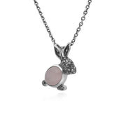 Quartz Rose Collier, Argent Sterling 2,04 CT Quartz Rose & 0,19 CT Marcassite Lapin 45cm Collier