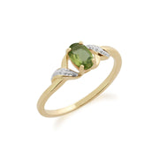 Gemondo Bague Péridot, 9ct Or Jaune 0.51ct Peridot & Bague Diamant