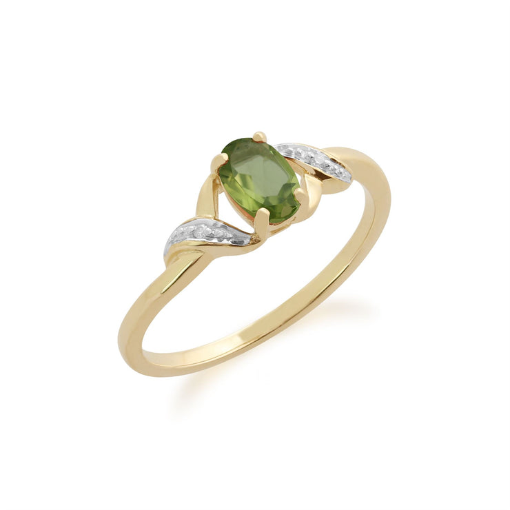 Gemondo Bague Péridot, 9ct Or Jaune 0.51ct Peridot & Bague Diamant