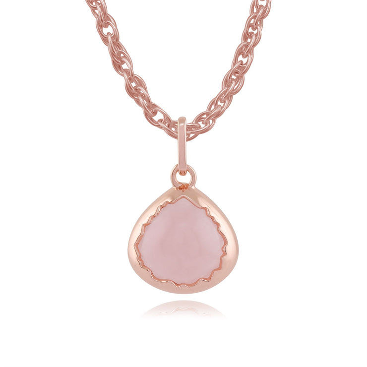 Quartz Rose 'Diantha' Pastel Collier en 9ct Plaqué Or Rose Argent Sterling