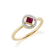 Gemondo Bague Rubis, 9ct Or Jaune 0.32ct Rubis & Diamant Bague