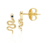 ECFEW™ Boucles d'Oreilles Clou enroulées serpent Saphir en or jaune 9 carats