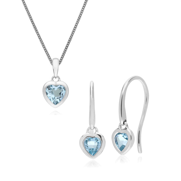 Pendentif et Boucles d'Oreilles Pendantes Classique Argent 925 Topaze Bleue