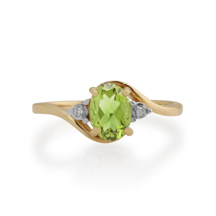 Gemondo Bague Péridot, 9ct Or Jaune 0.86ct Peridot & Bague Diamant