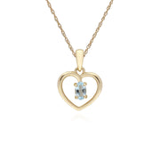 s 9 CT or Jaune Topaze Bleue Ovale Pierre Unique Coeur Pendentif sur 45cm Chaîne