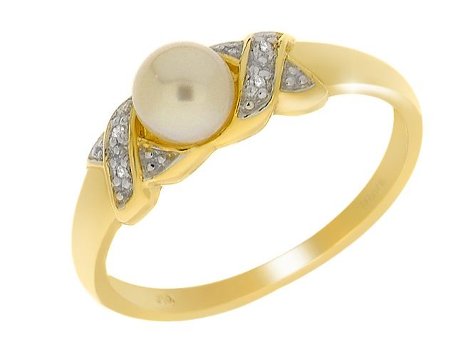 Bague Or Jaune 375 Perle et Diamant