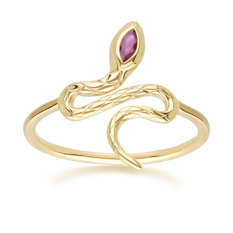 ECFEW™ Bague serpent Rubis en or jaune 9 carats