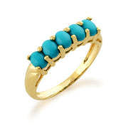 gemondo turquoise Bague, 9 Ct Or Jaune 0.61ct CT turquoise DEMI éternité bague