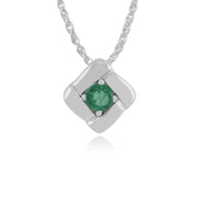 Pendentif Croisé Carré Classique Argent 925 Emeraude
