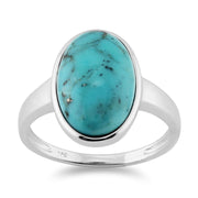 Gemondo Turquoise Bague, Argent Massif 925 3,50 CT Cabochon Ovale Turquoise Lunette Ensemble Cocktail Bague