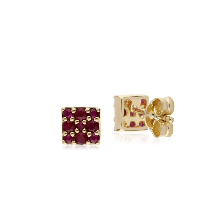 s 9 CT or Jaune Rubis Serti Panneau Boucles D'Oreilles
