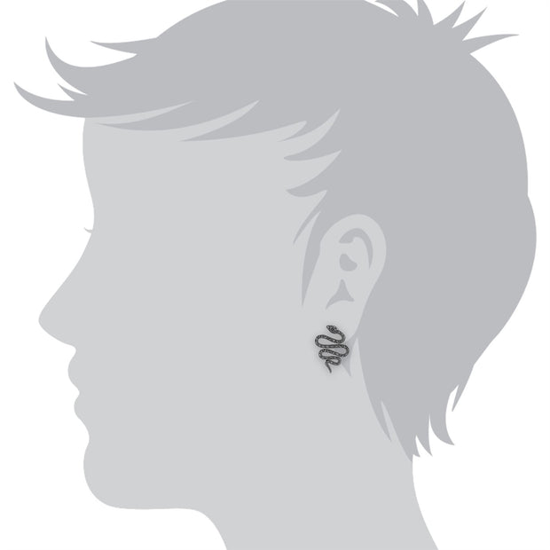 Boucles d'Oreilles Serpent Pendantes Style Art Nouveau Argent 925 Marcassite
