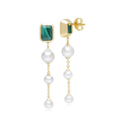 Boucles d'Oreilles Pendantes ECFEW™ 'The Unifier' Malachite et Perle