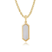 Pendentif et Boucles d'Oreilles Pendantes Géométique Argent 925 Plaqué Or Jaune Nacre Prisme