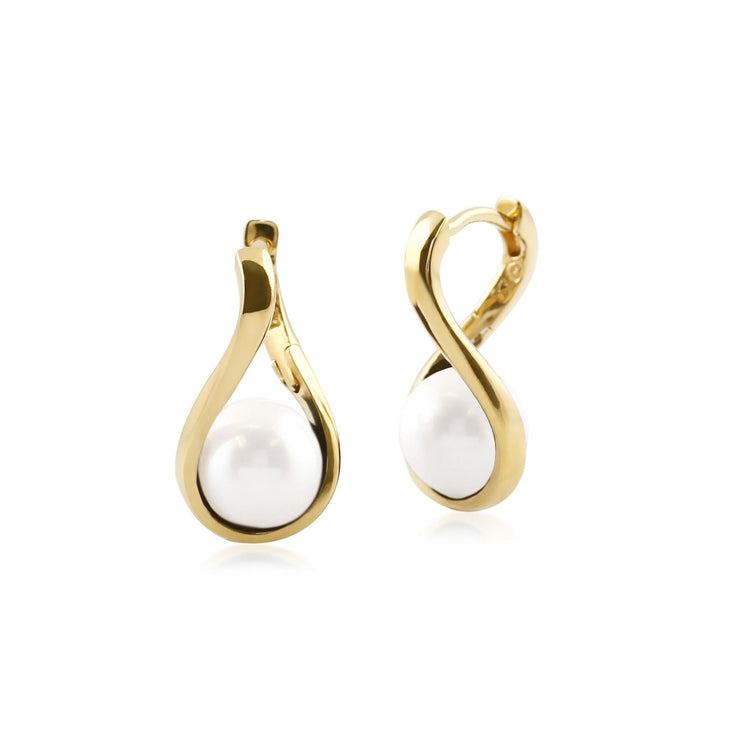 Boucles d'Oreilles Kormos Argent 925 Plaqué Or Agate Blanche Boule