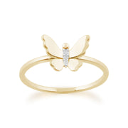 Gemondo 9ct Yellow Gold 0.01ct Diamond Butterfly Ring