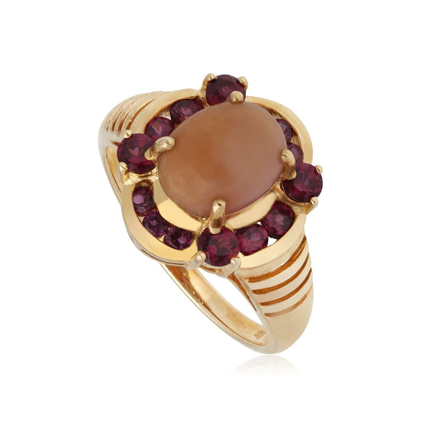 Bague Kosmos Or jaune 375 Opale et Grenat