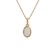 Pendentif et Boucles d'Oreilles Clou Classique Or Jaune 375 Opale Cabochon Oval