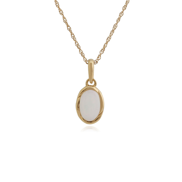Pendentif et Boucles d'Oreilles Clou Classique Or Jaune 375 Opale Cabochon Oval