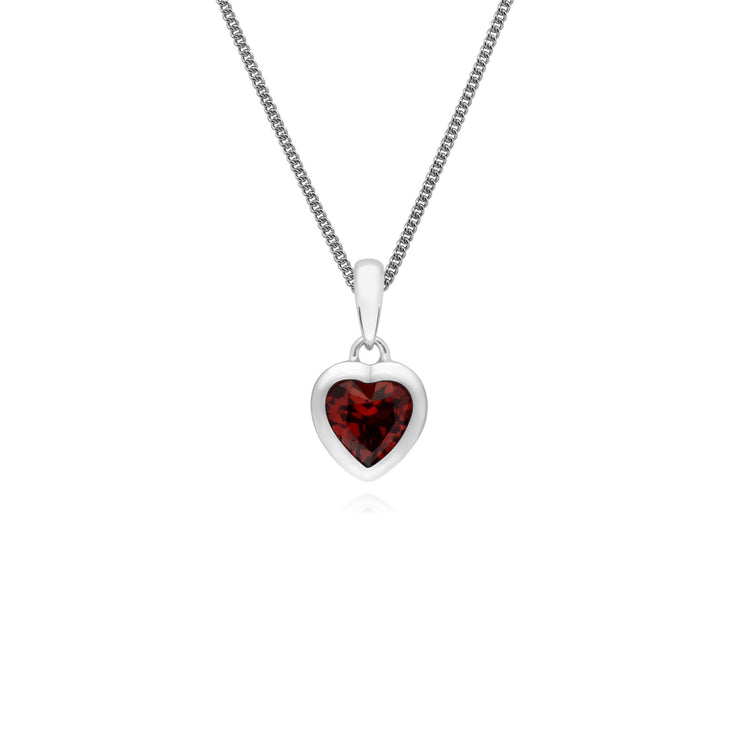 Argent Sterling Pierre Unique Grenade Coeur Pendentif sur 45cm Chaîne