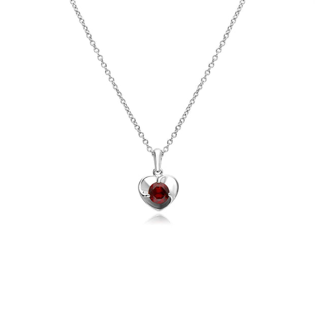 Collier Coeur Argent 925 avec Grenat