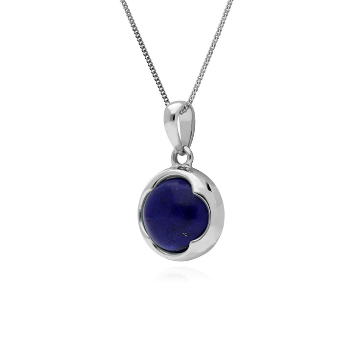Lapis Lazuli Pendentif, Argent Sterling Rond Lapis Lazuli Pendentif sur 45cm Chaîne