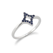 Gemondo Bague Saphir, 9 CT or Blanc 0.17ct Saphir Bleu Bague Étoile
