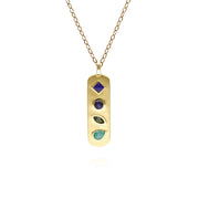 Pendentif Coded Whispers 'Live' Or Brossé et Pierres Précieuses