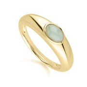 Bague Modern Classic Argent 925 doré à l'or fin avec jade verte ovale