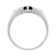 Bague en Or Blanc 9 Carats avec Saphir Bleu 0.51 Carat et Diamant Pierre Solitaire