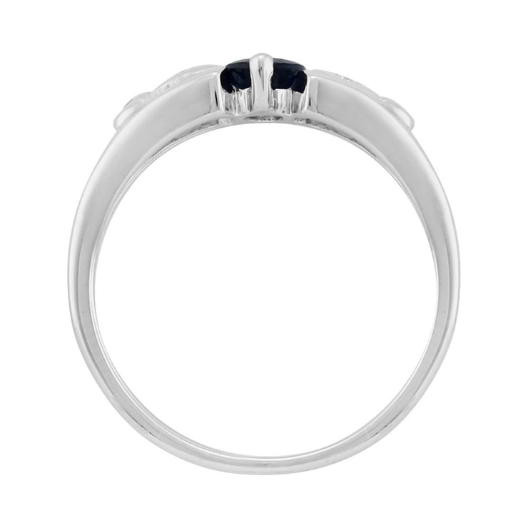 Bague en Or Blanc 9 Carats avec Saphir Bleu 0.51 Carat et Diamant Pierre Solitaire