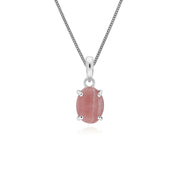 s Argent Sterling Rhodochrosite Pierre Unique Ovale 45cm Collier
