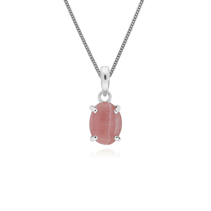 s Argent Sterling Rhodochrosite Pierre Unique Ovale 45cm Collier