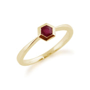 Gemondo Bague Rubis, 9ct Or Jaune 0.27ct Rubis Hexagone Bague